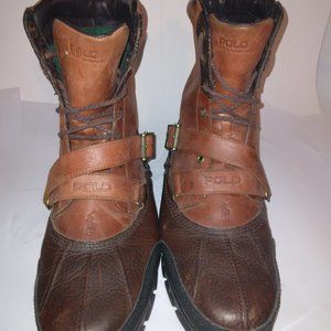 POLO Ralph Lauren Men’s Tavin Rollover Shearling Lined Leather Boot Brown Sz 13D